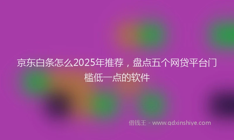 京东白条怎么2025年推荐，盘点五个网贷平台门槛低一点的软件
