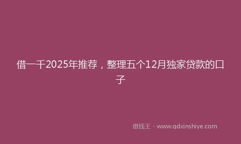 借一千2025年推荐，整理五个12月独家贷款的口子