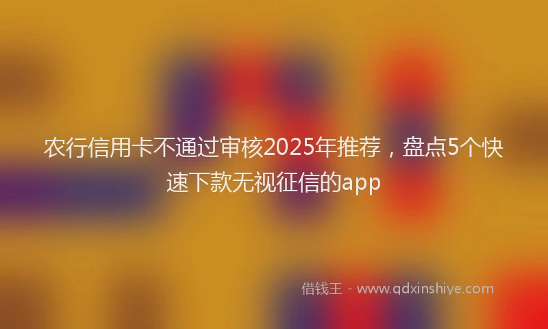 农行信用卡不通过审核2025年推荐，盘点5个快速下款无视征信的app