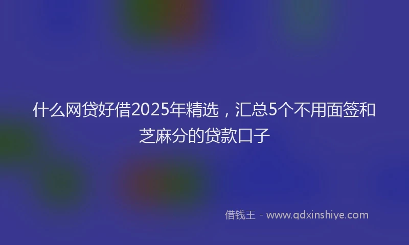 什么网贷好借2025年精选，汇总5个不用面签和芝麻分的贷款口子