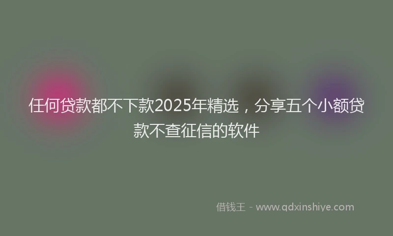 任何贷款都不下款2025年精选，分享五个小额贷款不查征信的软件