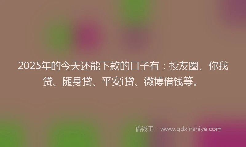 2025年的今天还能下款的口子有：投友圈、你我贷、随身贷、平安i贷、微博借钱等。