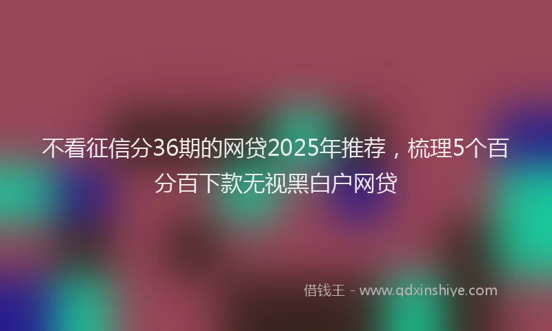 不看征信分36期的网贷2025年推荐，梳理5个百分百下款无视黑白户网贷