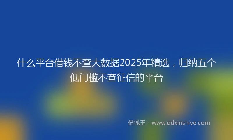 什么平台借钱不查大数据2025年精选，归纳五个低门槛不查征信的平台