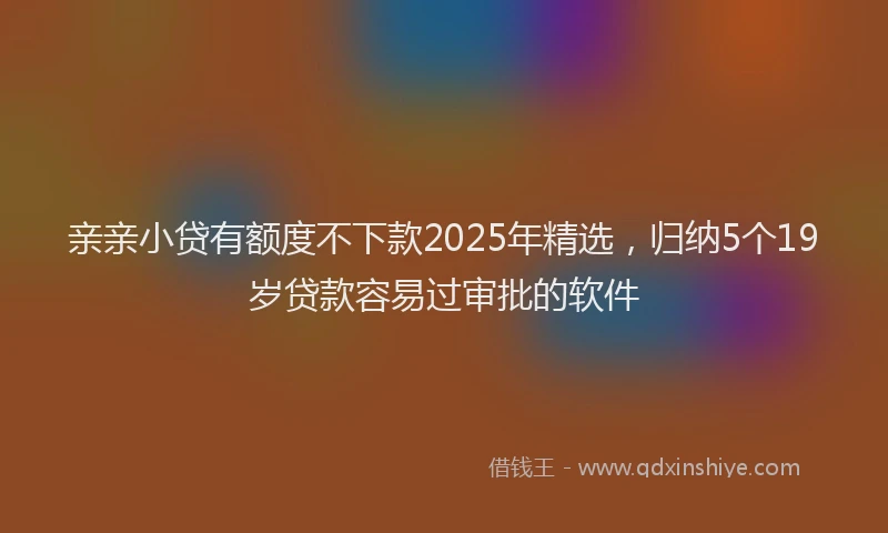 亲亲小贷有额度不下款2025年精选，归纳5个19岁贷款容易过审批的软件