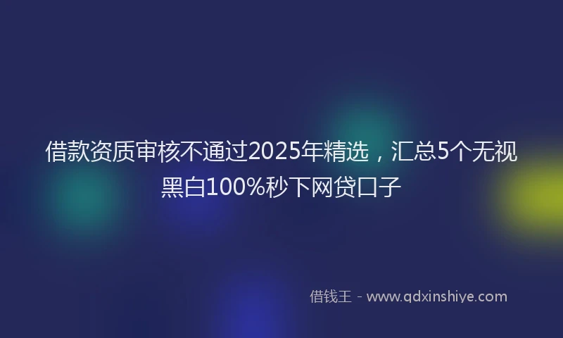借款资质审核不通过2025年精选，汇总5个无视黑白100%秒下网贷口子
