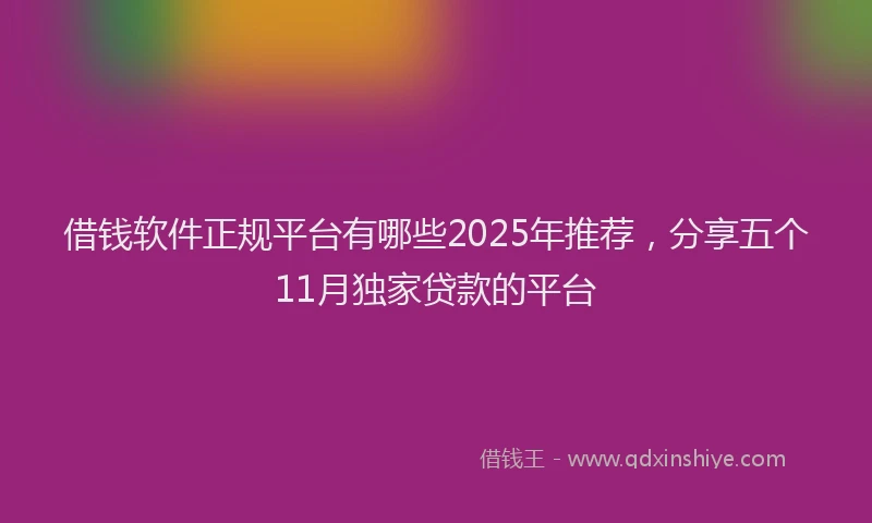 借钱软件正规平台有哪些2025年推荐，分享五个11月独家贷款的平台