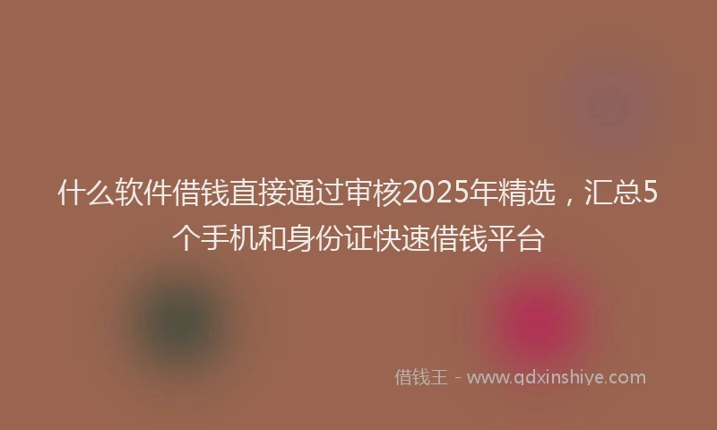 什么软件借钱直接通过审核2025年精选，汇总5个手机和身份证快速借钱平台