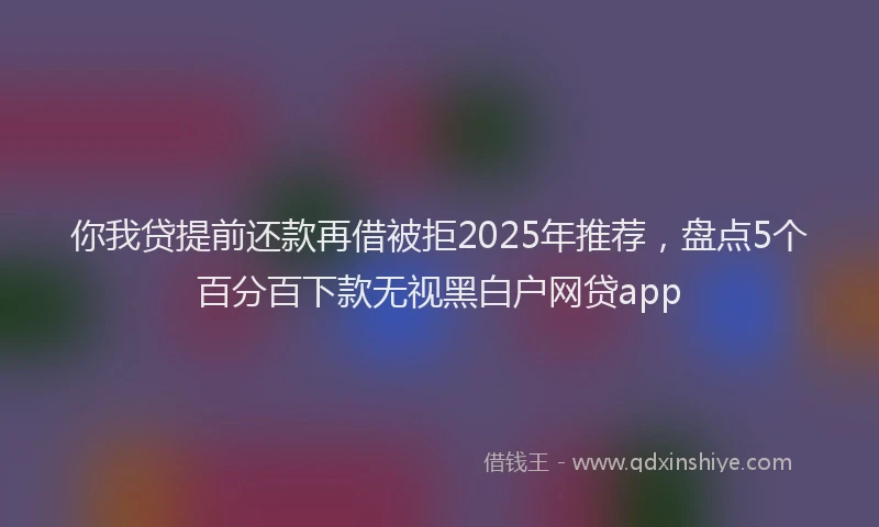 你我贷提前还款再借被拒2025年推荐，盘点5个百分百下款无视黑白户网贷app