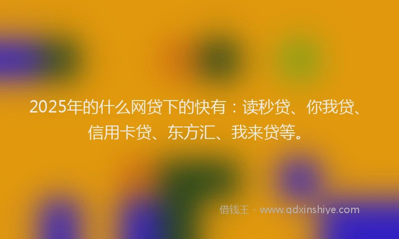2025年的什么网贷下的快有：读秒贷、你我贷、信用卡贷、东方汇、我来贷等。