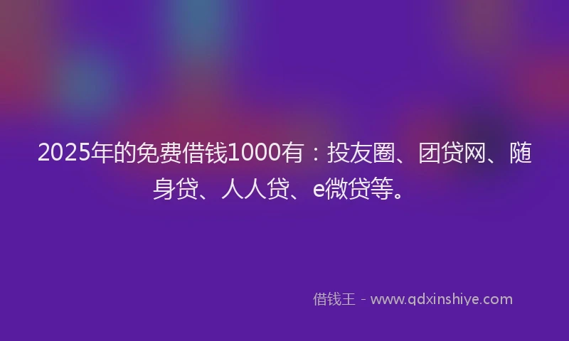 2025年的免费借钱1000有：投友圈、团贷网、随身贷、人人贷、e微贷等。
