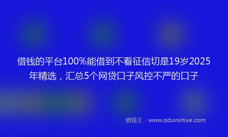 借钱的平台100%能借到不看征信切是19岁2025年精选，汇总5个网贷口子风控不严的口子
