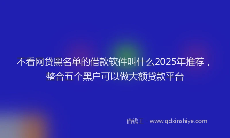 不看网贷黑名单的借款软件叫什么2025年推荐，整合五个黑户可以做大额贷款平台