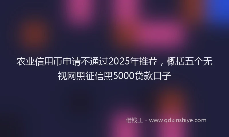 农业信用币申请不通过2025年推荐，概括五个无视网黑征信黑5000贷款口子