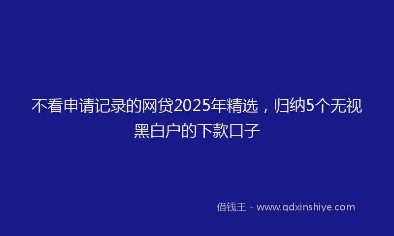 不看申请记录的网贷2025年精选，归纳5个无视黑白户的下款口子