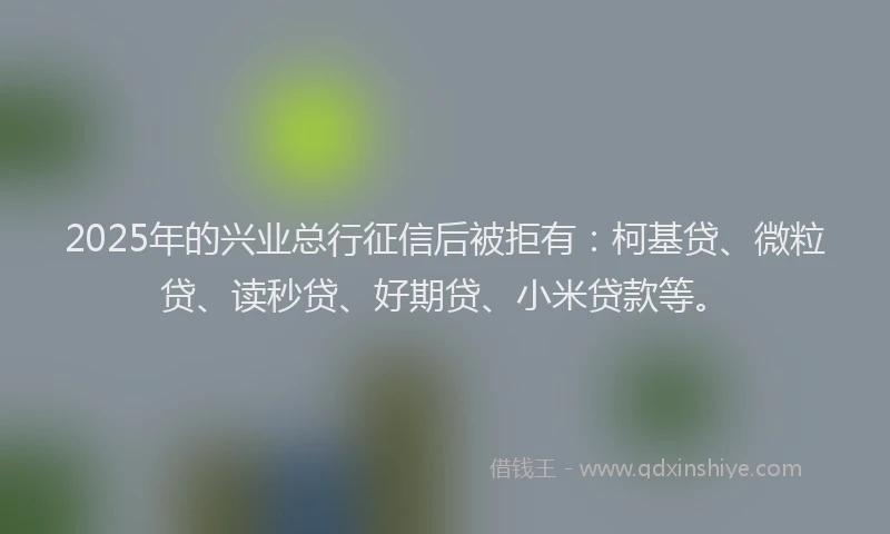 2025年的兴业总行征信后被拒有：柯基贷、微粒贷、读秒贷、好期贷、小米贷款等。