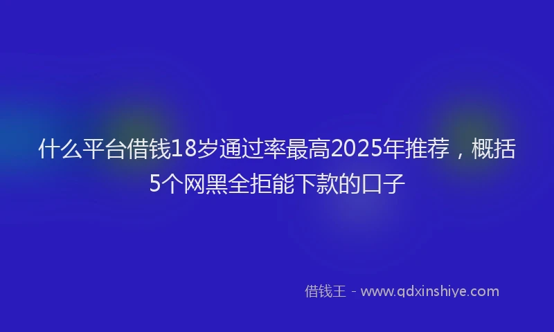 什么平台借钱18岁通过率最高2025年推荐，概括5个网黑全拒能下款的口子