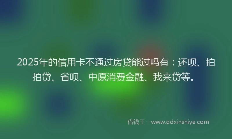 2025年的信用卡不通过房贷能过吗有：还呗、拍拍贷、省呗、中原消费金融、我来贷等。