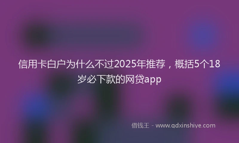 信用卡白户为什么不过2025年推荐，概括5个18岁必下款的网贷app