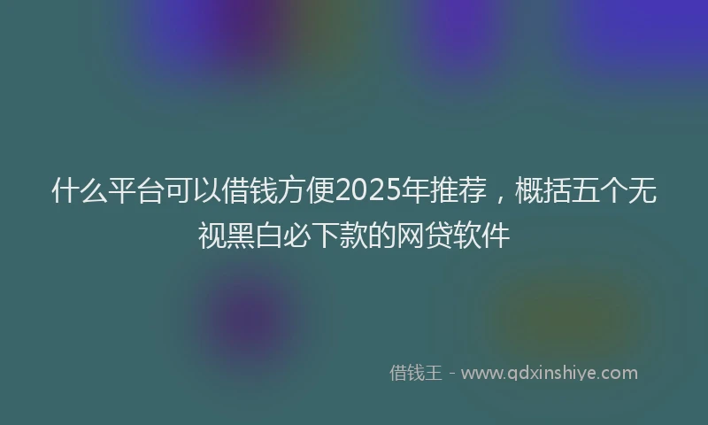 什么平台可以借钱方便2025年推荐，概括五个无视黑白必下款的网贷软件