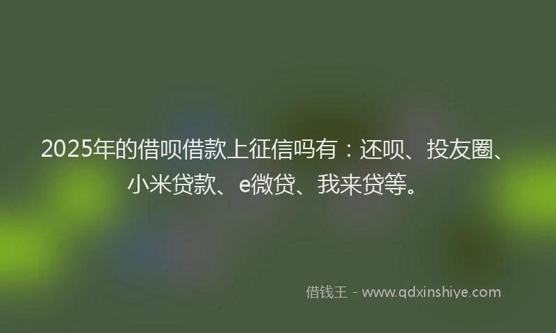 2025年的借呗借款上征信吗有：还呗、投友圈、小米贷款、e微贷、我来贷等。