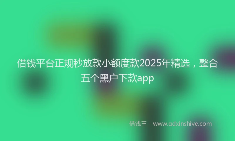 借钱平台正规秒放款小额度款2025年精选，整合五个黑户下款app