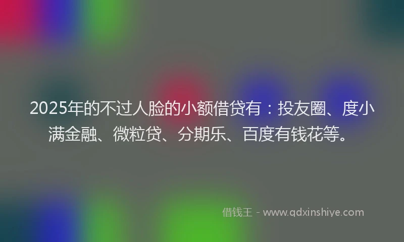 2025年的不过人脸的小额借贷有：投友圈、度小满金融、微粒贷、分期乐、百度有钱花等。