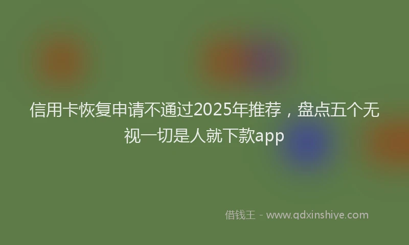 信用卡恢复申请不通过2025年推荐，盘点五个无视一切是人就下款app