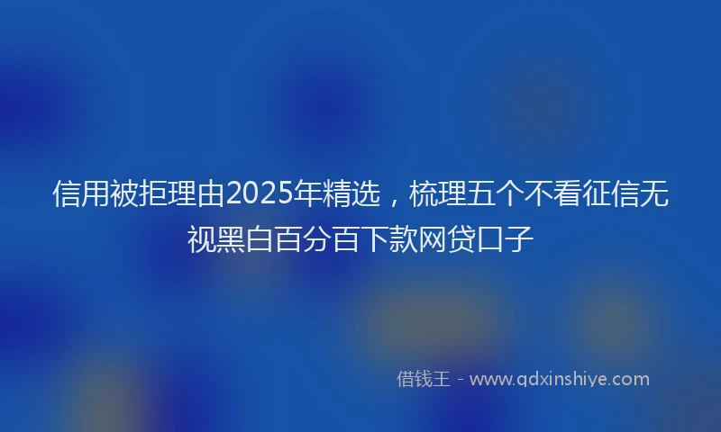 信用被拒理由2025年精选，梳理五个不看征信无视黑白百分百下款网贷口子