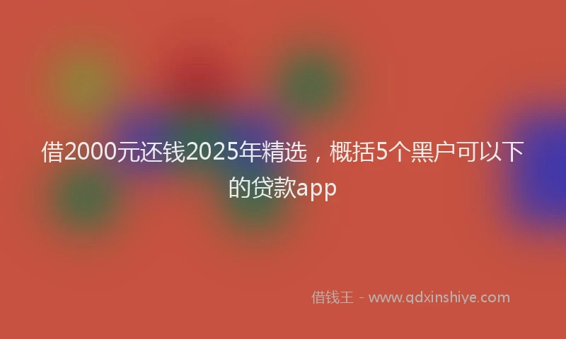 借2000元还钱2025年精选，概括5个黑户可以下的贷款app