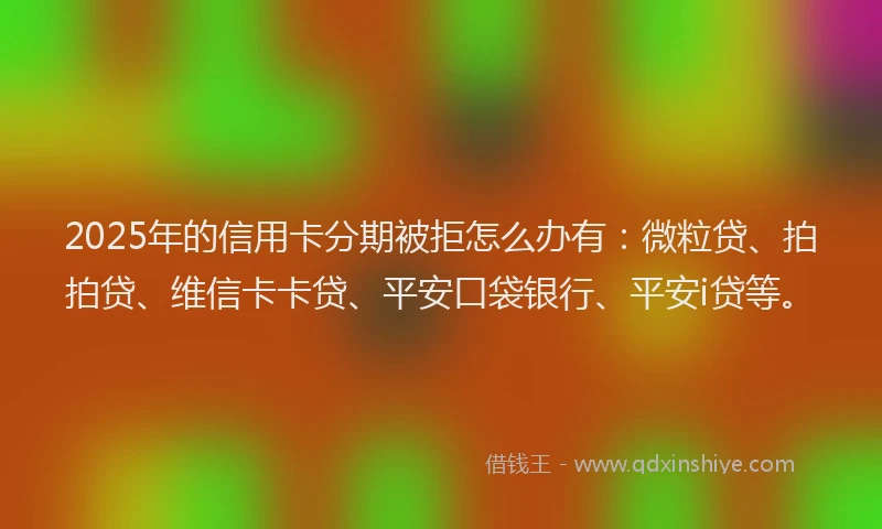 2025年的信用卡分期被拒怎么办有：微粒贷、拍拍贷、维信卡卡贷、平安口袋银行、平安i贷等。