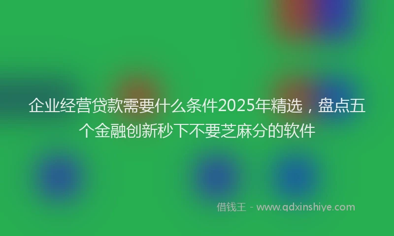 企业经营贷款需要什么条件2025年精选，盘点五个金融创新秒下不要芝麻分的软件
