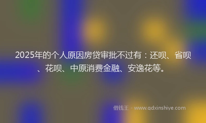 2025年的个人原因房贷审批不过有：还呗、省呗、花呗、中原消费金融、安逸花等。
