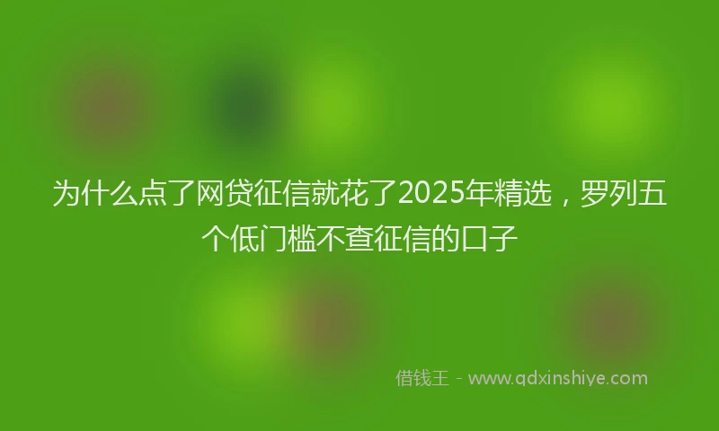 为什么点了网贷征信就花了2025年精选，罗列五个低门槛不查征信的口子