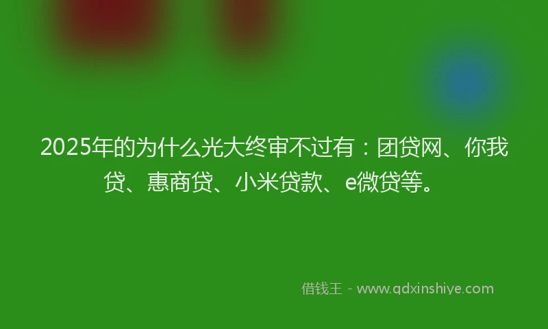 2025年的为什么光大终审不过有：团贷网、你我贷、惠商贷、小米贷款、e微贷等。