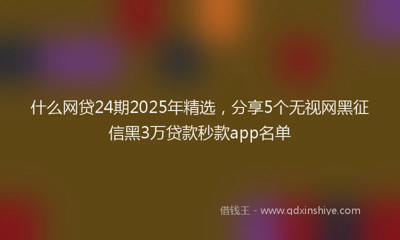 什么网贷24期2025年精选，分享5个无视网黑征信黑3万贷款秒款app名单