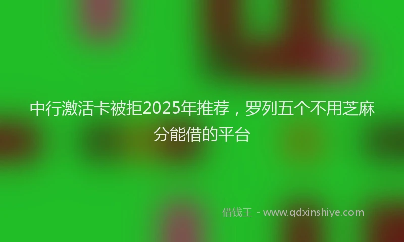 中行激活卡被拒2025年推荐，罗列五个不用芝麻分能借的平台