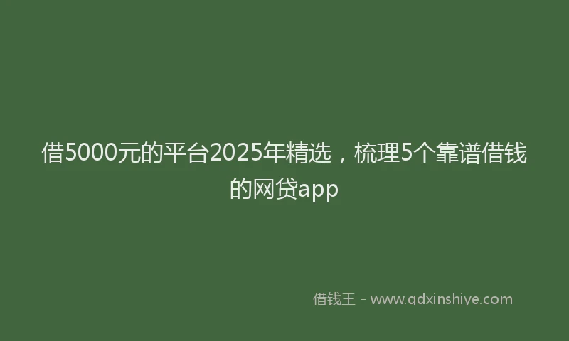 借5000元的平台2025年精选，梳理5个靠谱借钱的网贷app