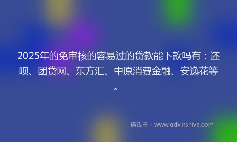 2025年的免审核的容易过的贷款能下款吗有：还呗、团贷网、东方汇、中原消费金融、安逸花等。