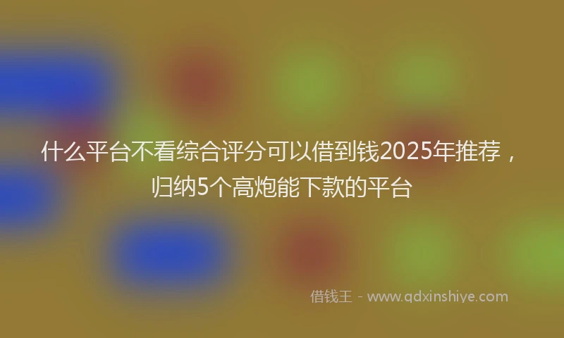 什么平台不看综合评分可以借到钱2025年推荐，归纳5个高炮能下款的平台