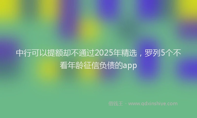 中行可以提额却不通过2025年精选，罗列5个不看年龄征信负债的app
