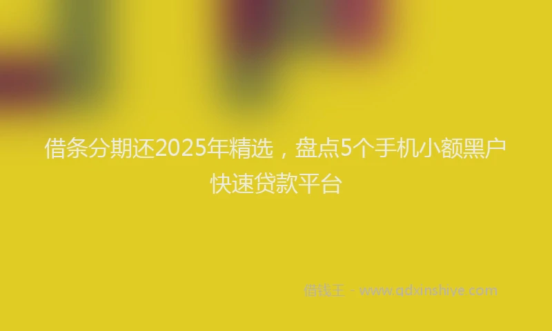 借条分期还2025年精选，盘点5个手机小额黑户快速贷款平台