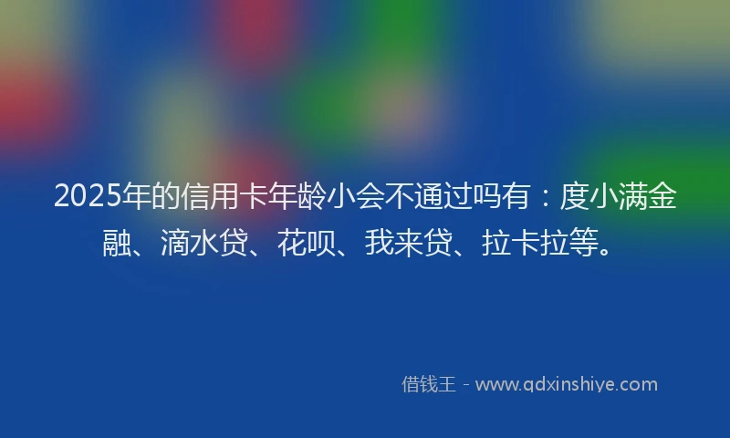 2025年的信用卡年龄小会不通过吗有：度小满金融、滴水贷、花呗、我来贷、拉卡拉等。