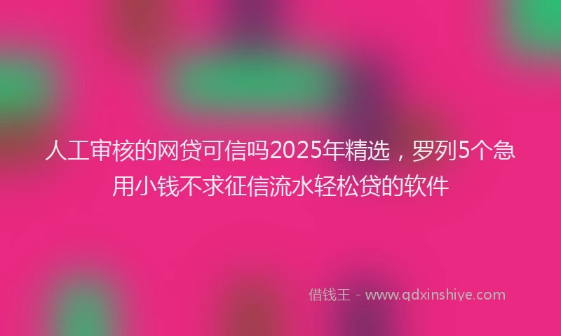 人工审核的网贷可信吗2025年精选，罗列5个急用小钱不求征信流水轻松贷的软件