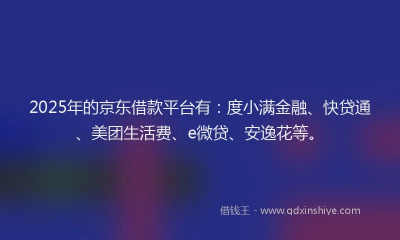 2025年的京东借款平台有：度小满金融、快贷通、美团生活费、e微贷、安逸花等。