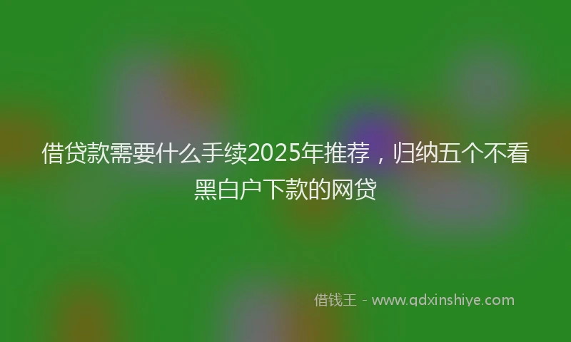 借贷款需要什么手续2025年推荐，归纳五个不看黑白户下款的网贷