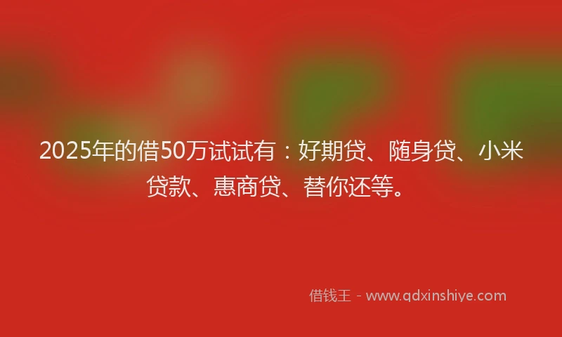 2025年的借50万试试有：好期贷、随身贷、小米贷款、惠商贷、替你还等。