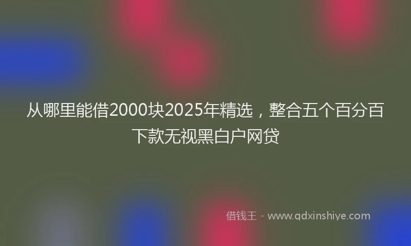 从哪里能借2000块2025年精选，整合五个百分百下款无视黑白户网贷
