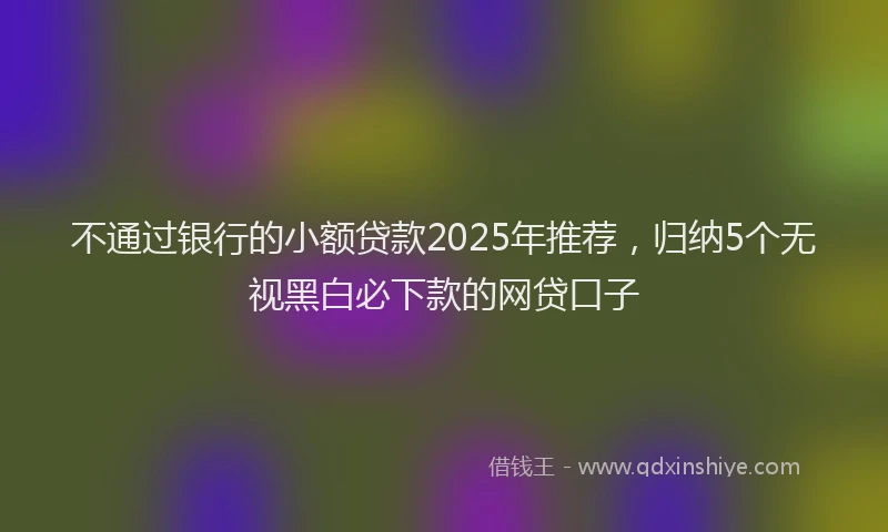 不通过银行的小额贷款2025年推荐，归纳5个无视黑白必下款的网贷口子
