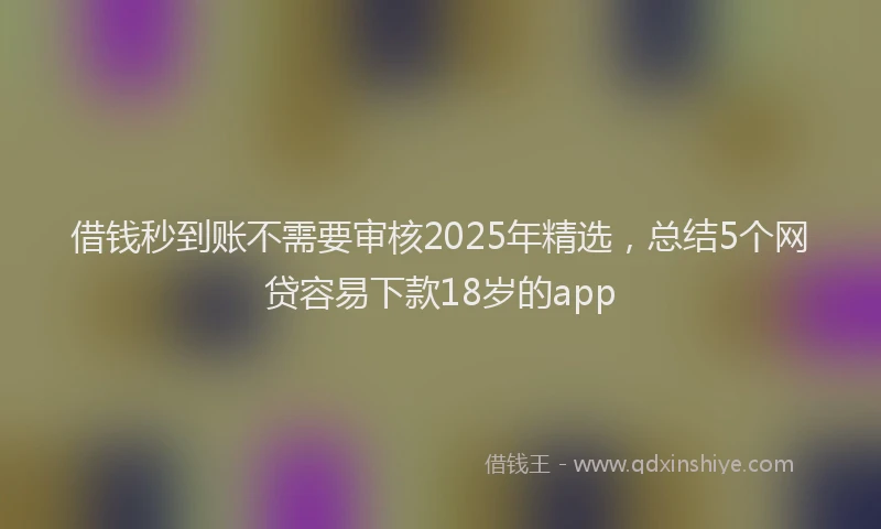 借钱秒到账不需要审核2025年精选，总结5个网贷容易下款18岁的app